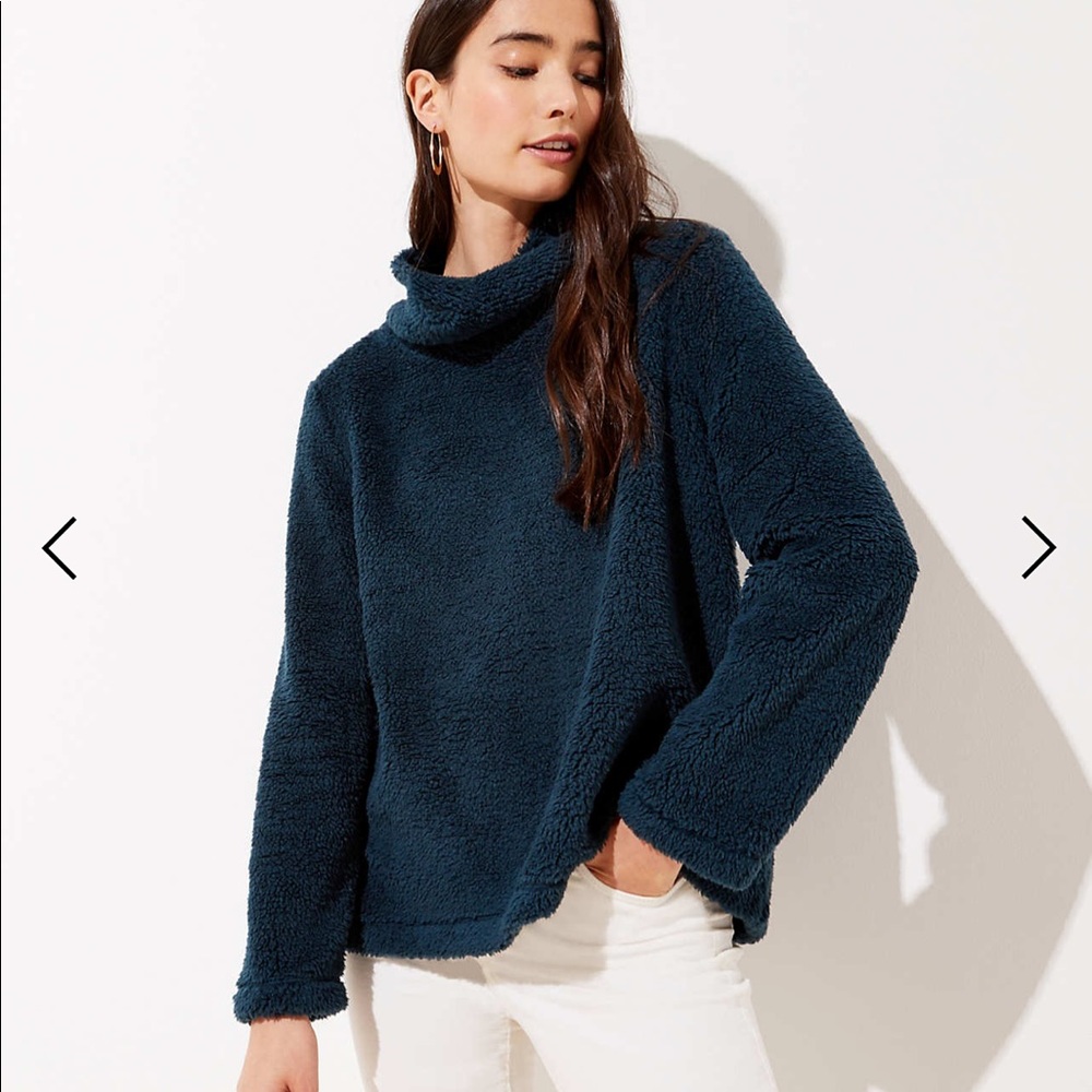 Faux Sherpa cowl neck sweater